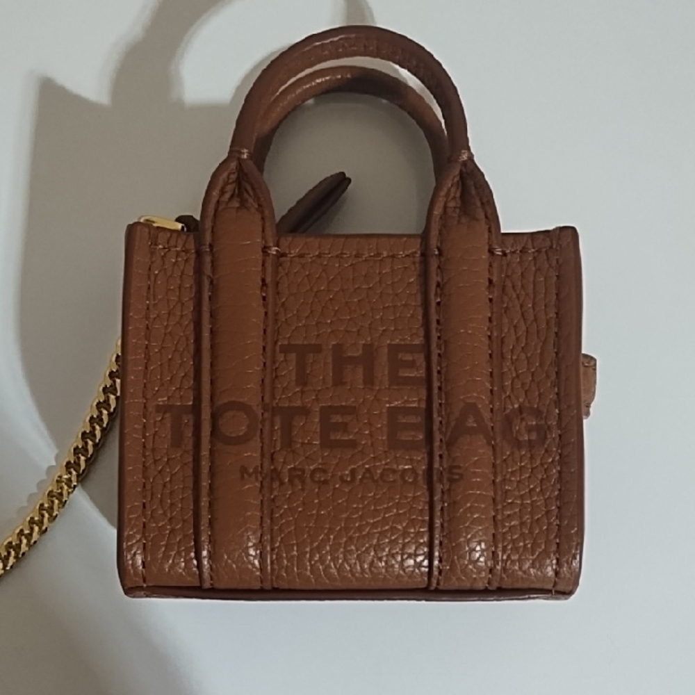 Marc Jacobs Textured Brown Tote with Gold Chain